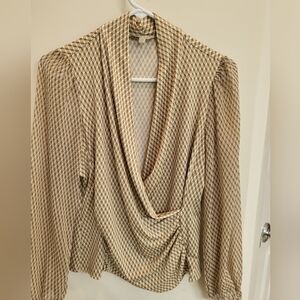 Chenault Beige and White Geometric Top